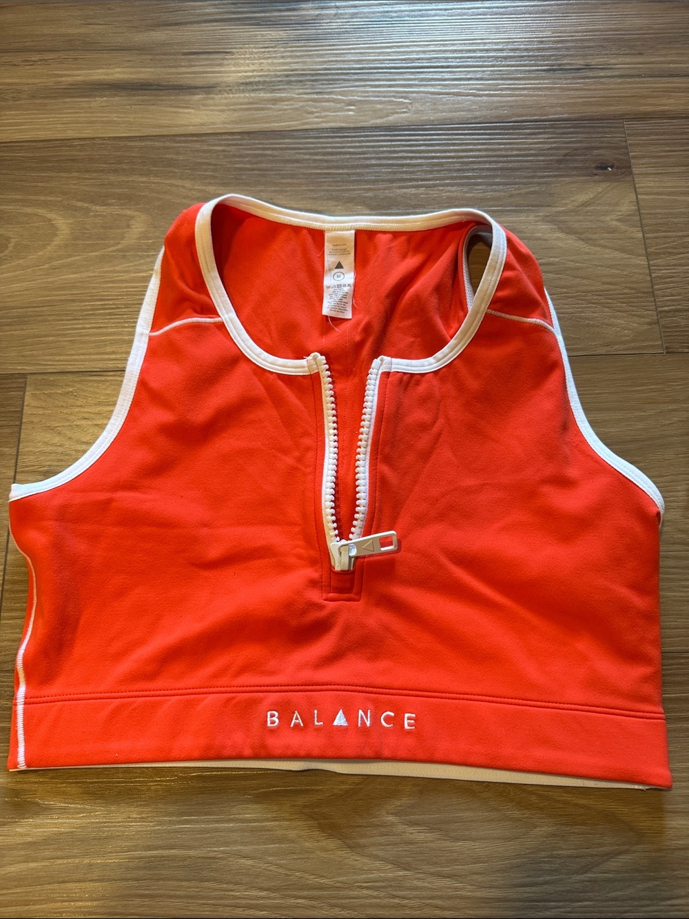 Balance Athletica Vitality Isotope Zip Front Sports Bra- Orange